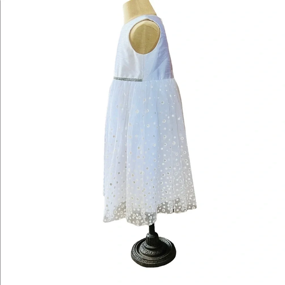 MARMELLATA GIRLS WHITE & SILVER SLEEVELESS FORMAL TULLE DRESS SIZE 3T